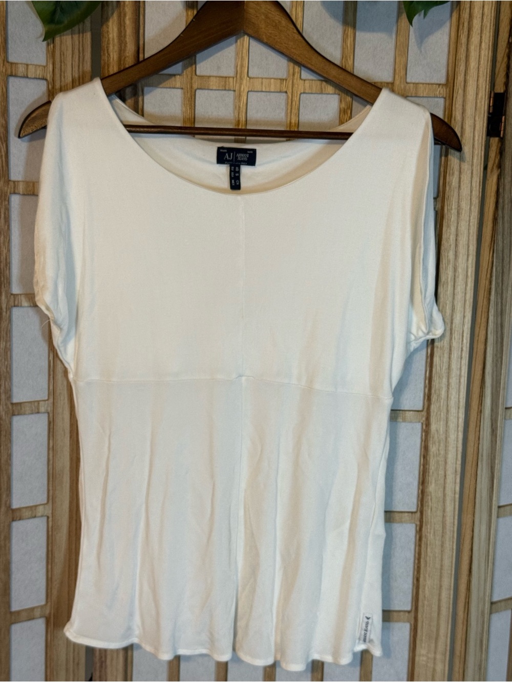 Armani Jeans White Scoop Neck Short Sleeve Top